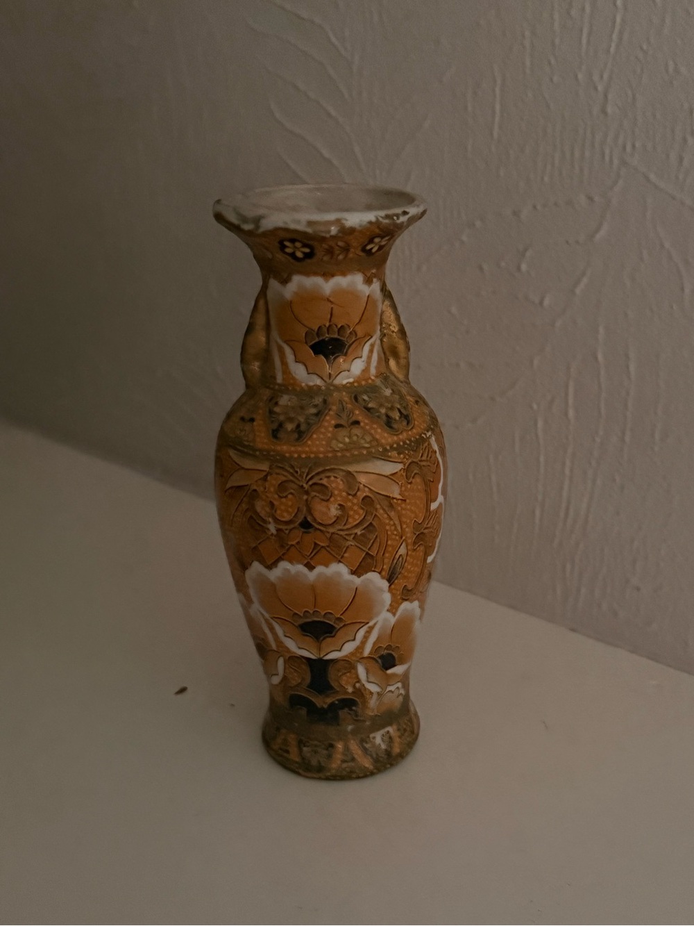 Handcrafted Gold and White Ceramic Vase - Decorative Home Accent